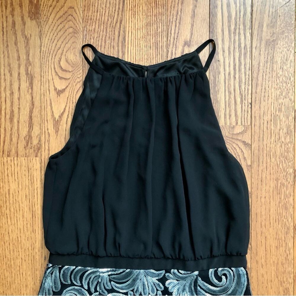 Laundry by Shelly Segal Cocktail Sequins Black Silver Dress Women’s Size 10 NWOT - Picture 3 of 11
